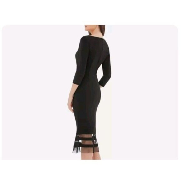 JS Collections 8 Women's Lace accent Sweetheart Bodycon Dress Black 3/4 sleeve - Picture 2 of 12